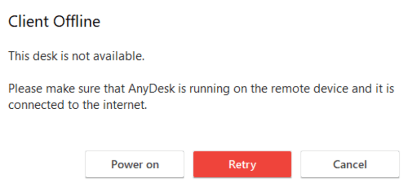 AnyDesk Power On button to trigger Wake on LAN