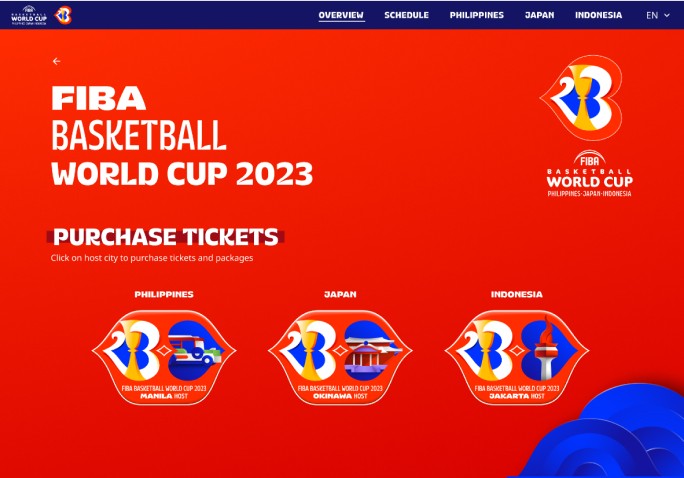 Screenshot of FIBA event page