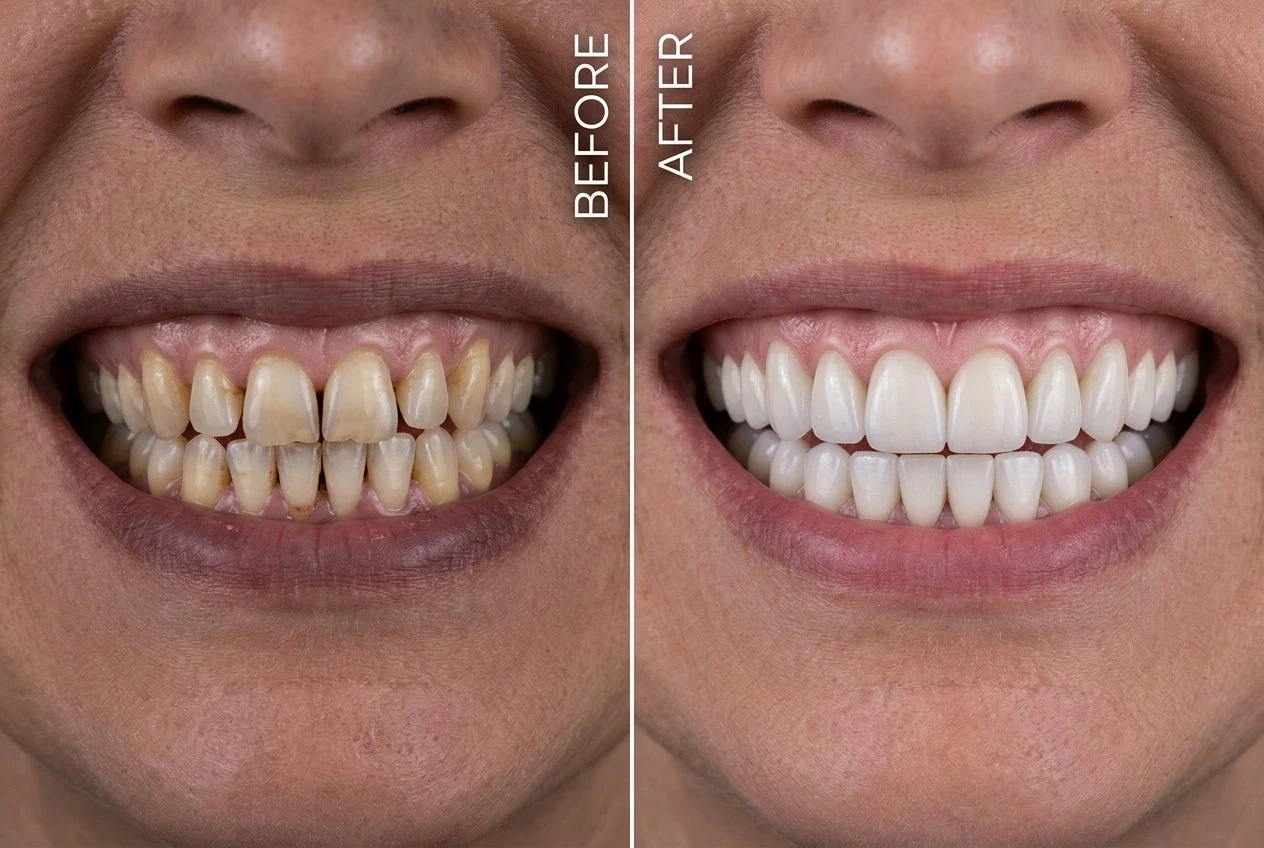 Dental veneer before and after smile transformation at COSDENT Bangkok