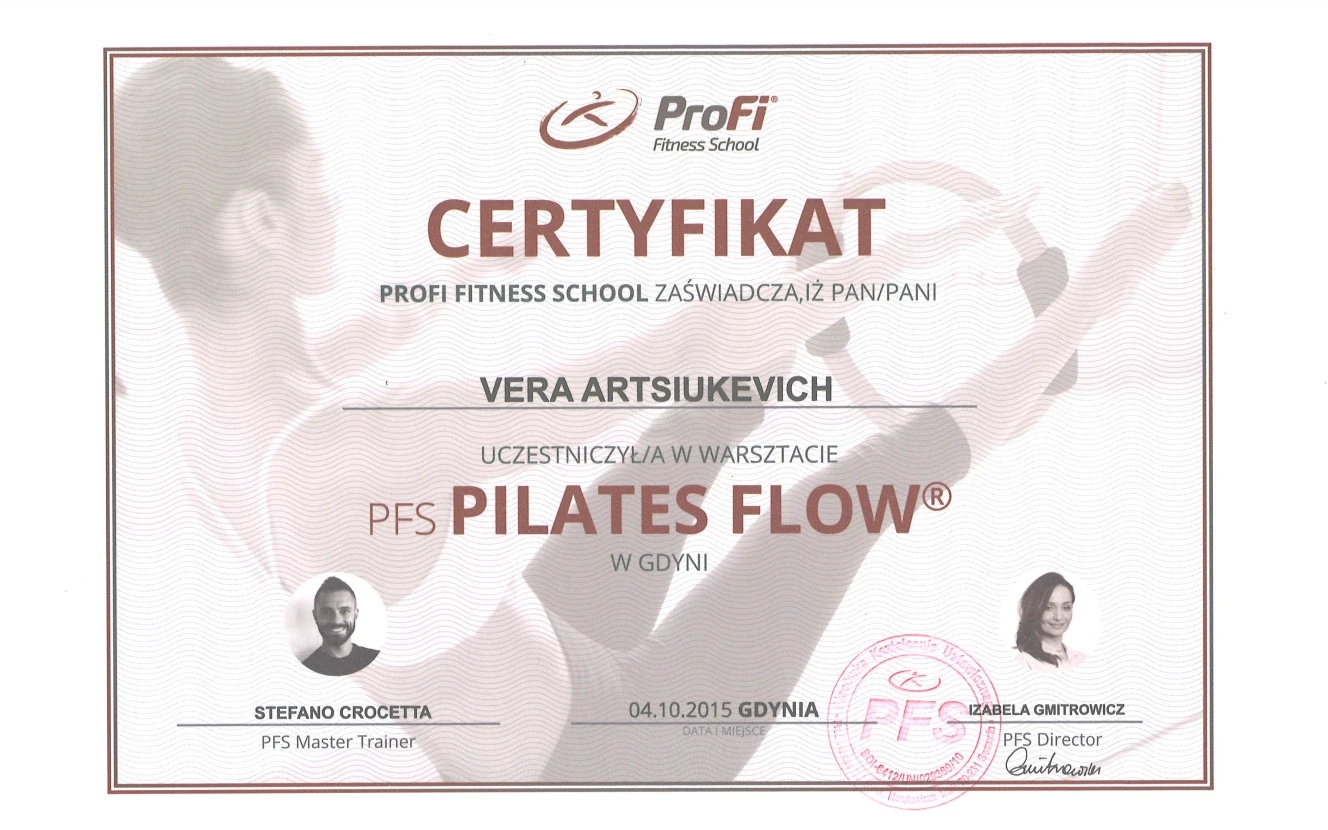 Certyfikat pilates flow