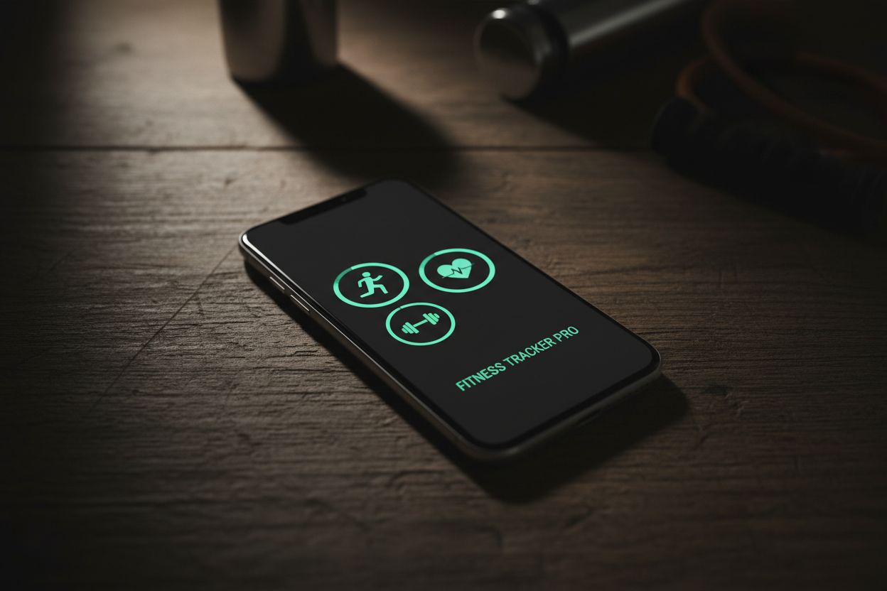Smartphone with fitness app icons