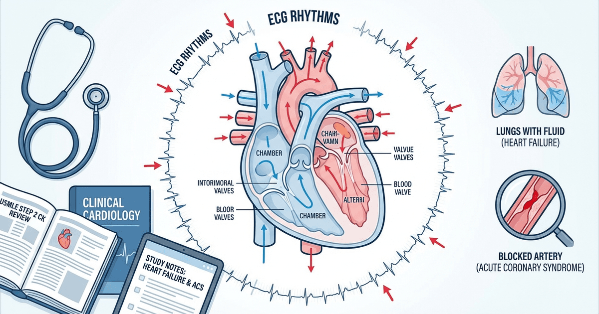 Cover: How to Study USMLE Step 2 CK Cardiology: High-Yield Topics, Heart Failure, ACS and CCS Vignettes 2026
