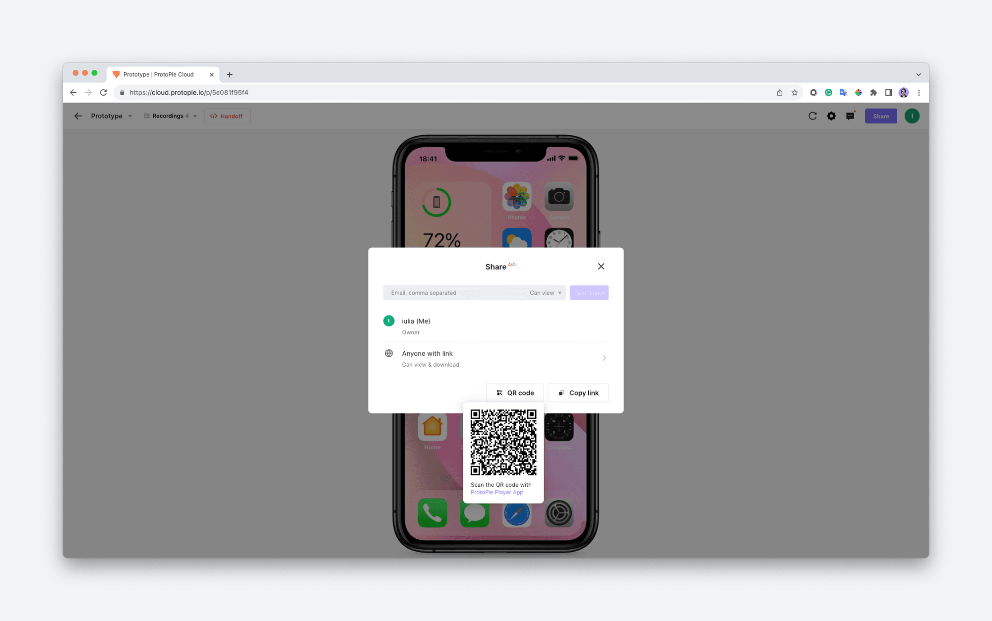 {'_type': 'localeString', 'en': 'scan a prototype qr code from protopie cloud'}