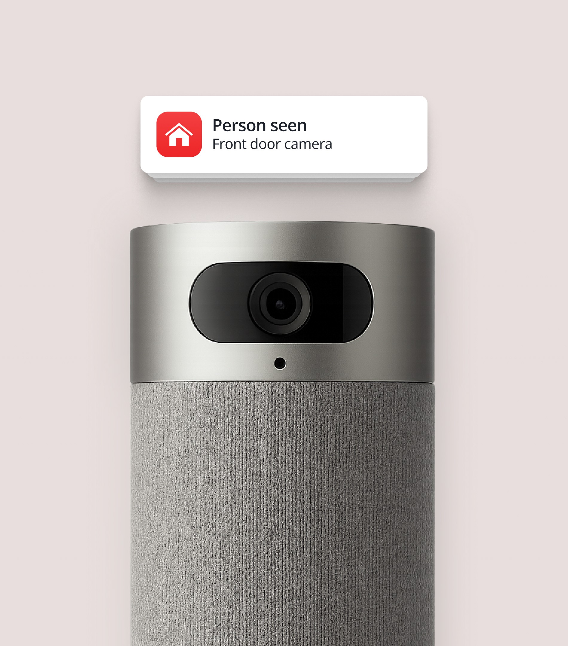 Honeywell home security camera with notification showing person detected at front door