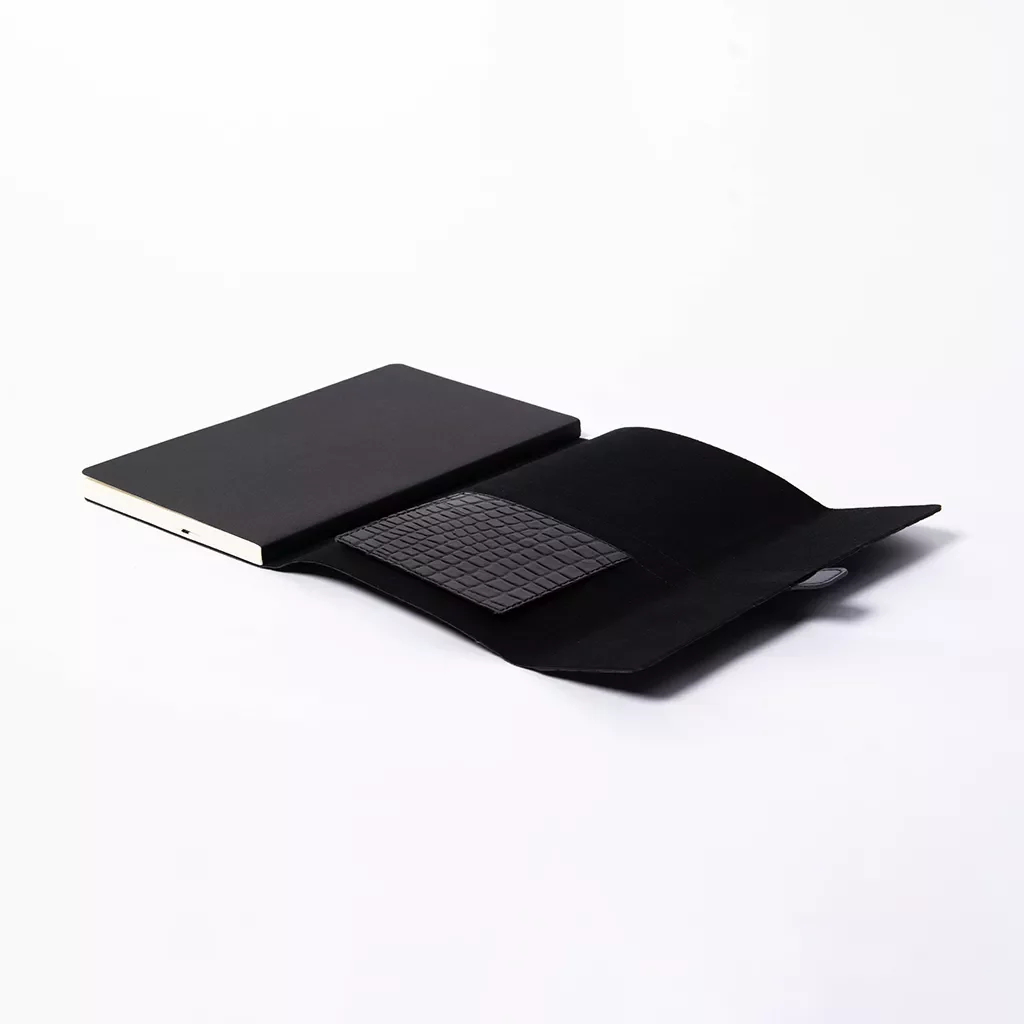 Branded A5 journal with magnetic flap closure