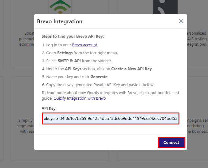 Copy the generated API key.