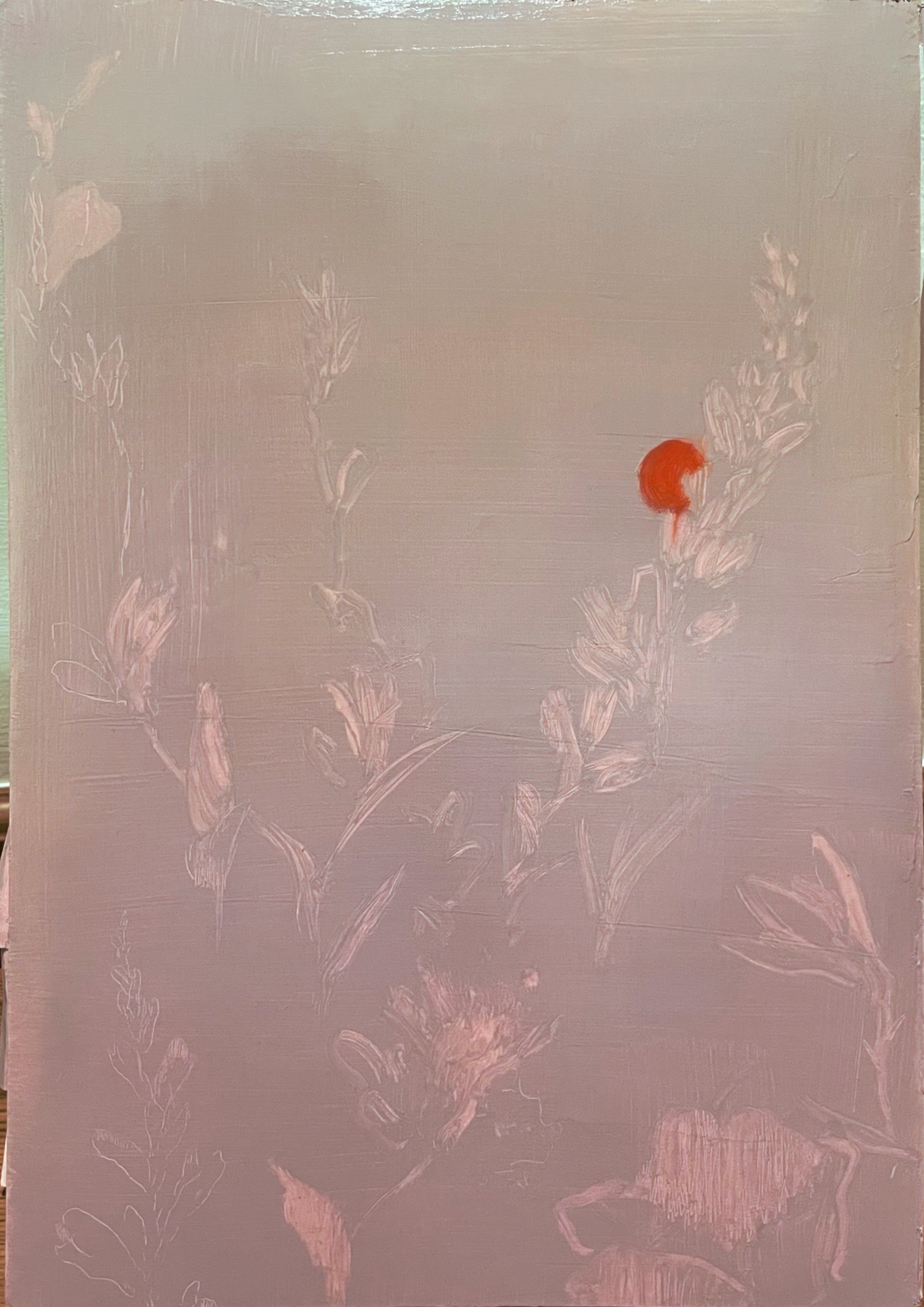 herd of sheep on road painting