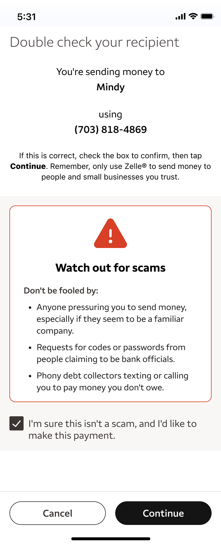 Double-check your recipient