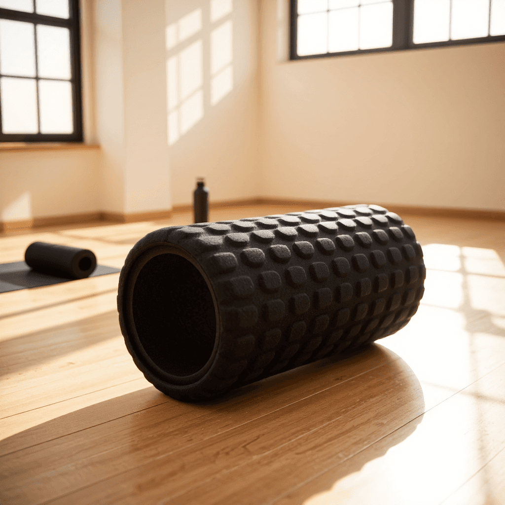 product photography of a textured grip handle for tools or sports equipment