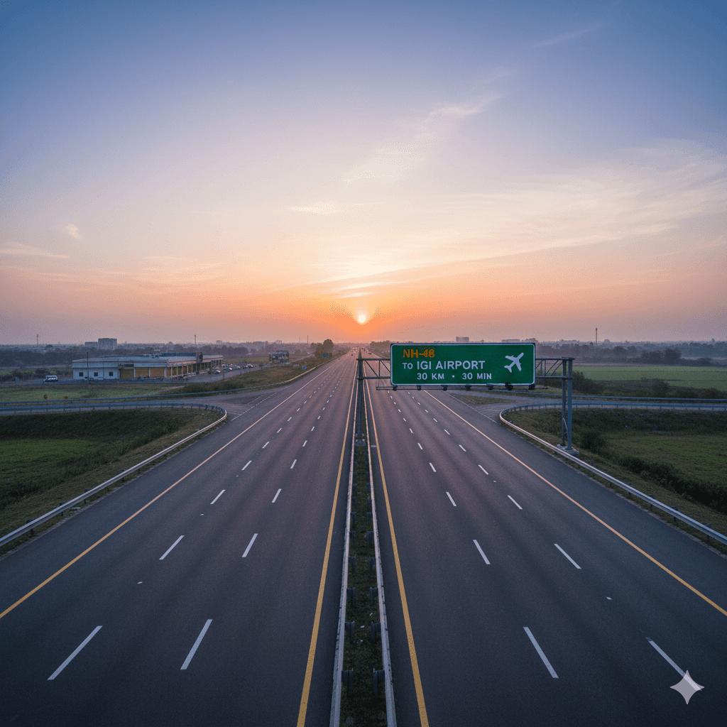 Excellent highway connectivity to IGI Airport from M3M Ebony in Gurugram.