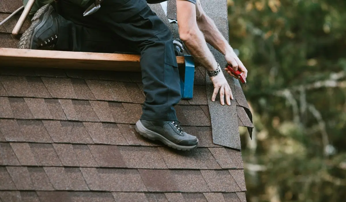 Professional roofer discusses roofing myths while installing asphalt shingles on Burr Ridge IL home in fall.