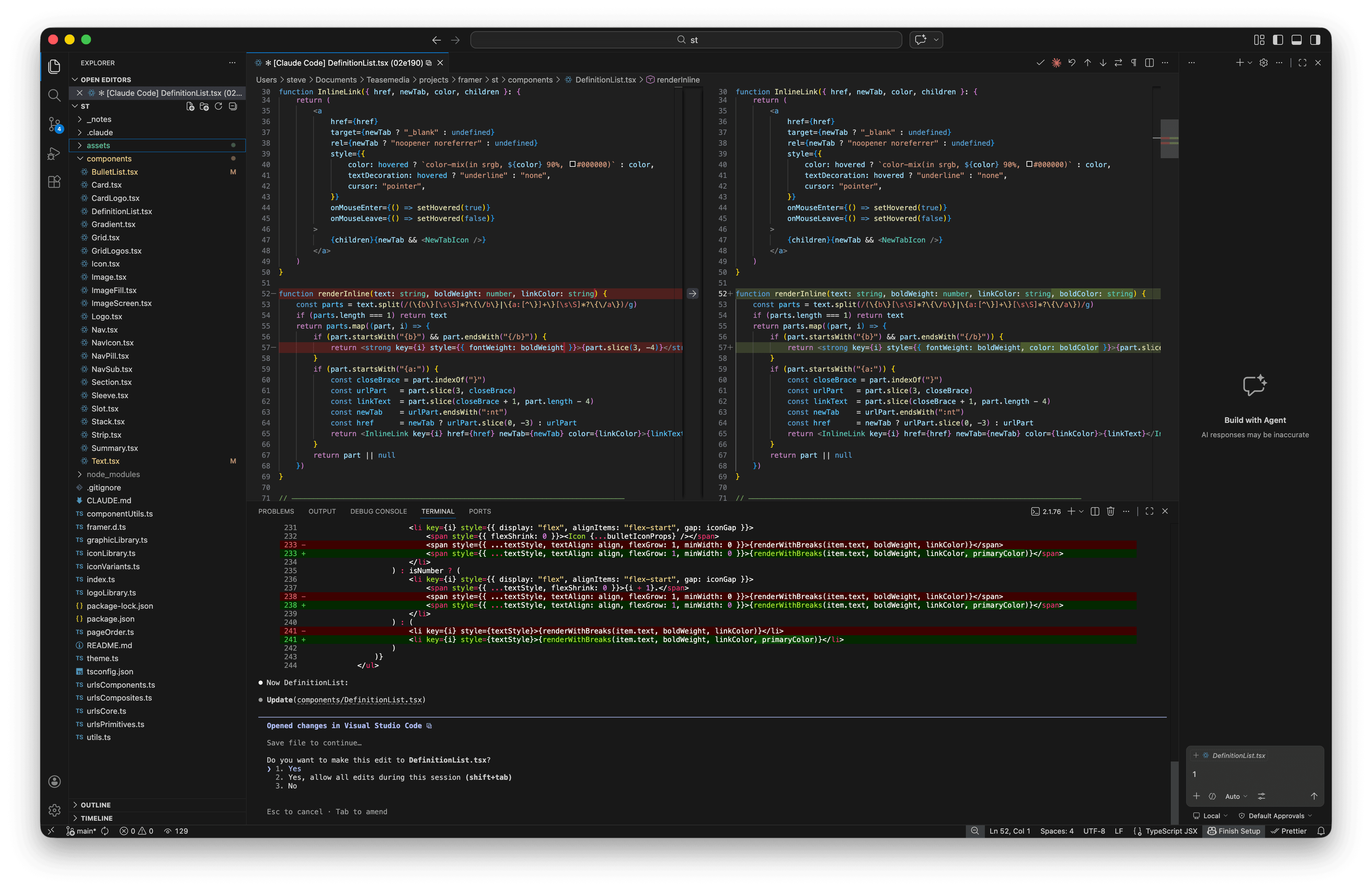 Screenshot Visual Stduio Code with Claude CLI in Terminal