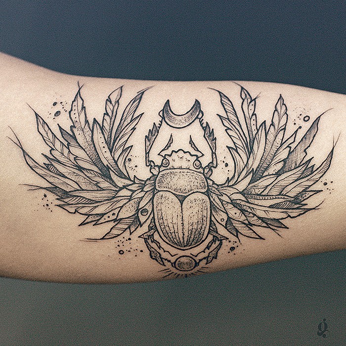 Scarabée egyptien - Graphique & Blackwork, Animaux, Sketch par Julien Joolz à Grinoir Tattoo