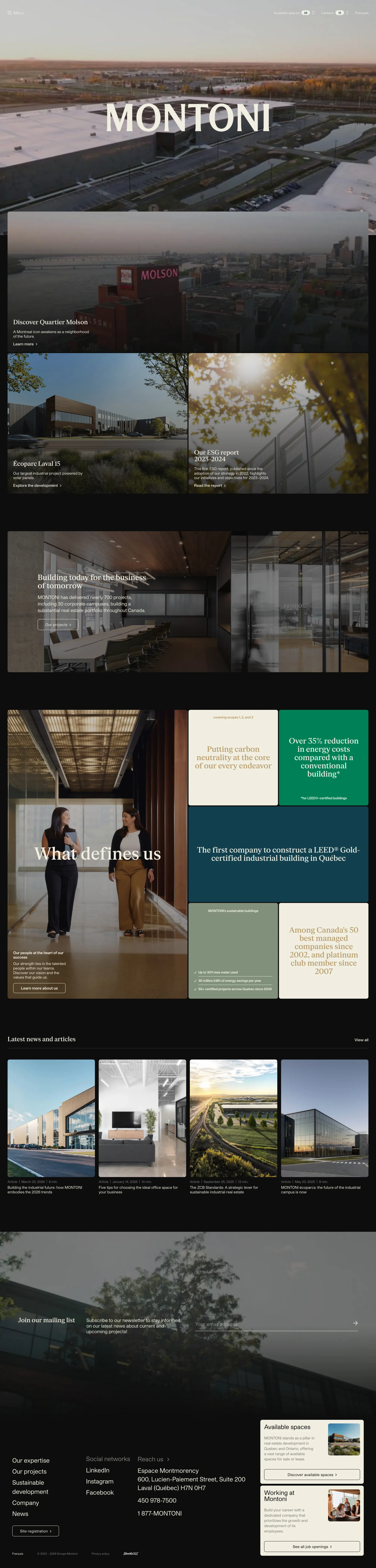 Accueil landing page screenshot showcasing Real Estate design