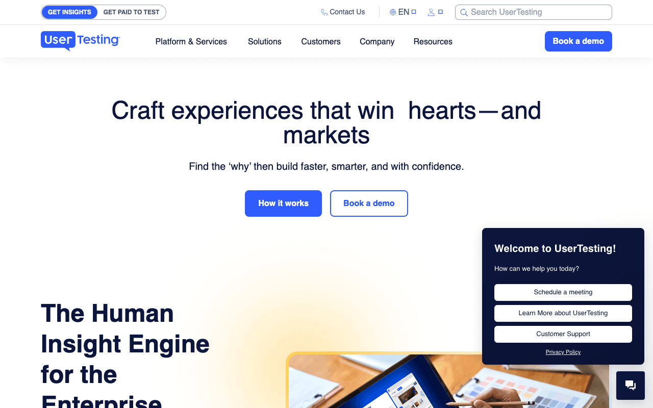 UserTesting екранна снимка