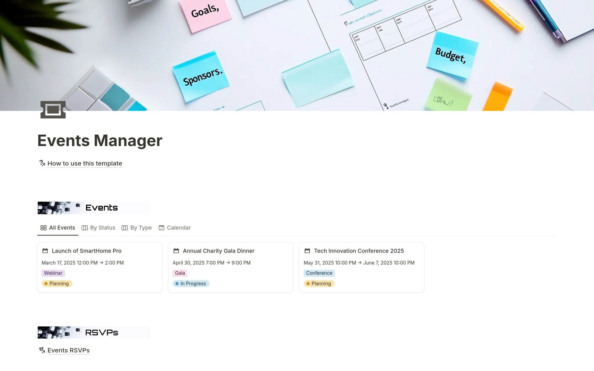 Event Manager Dashboard Screenshot