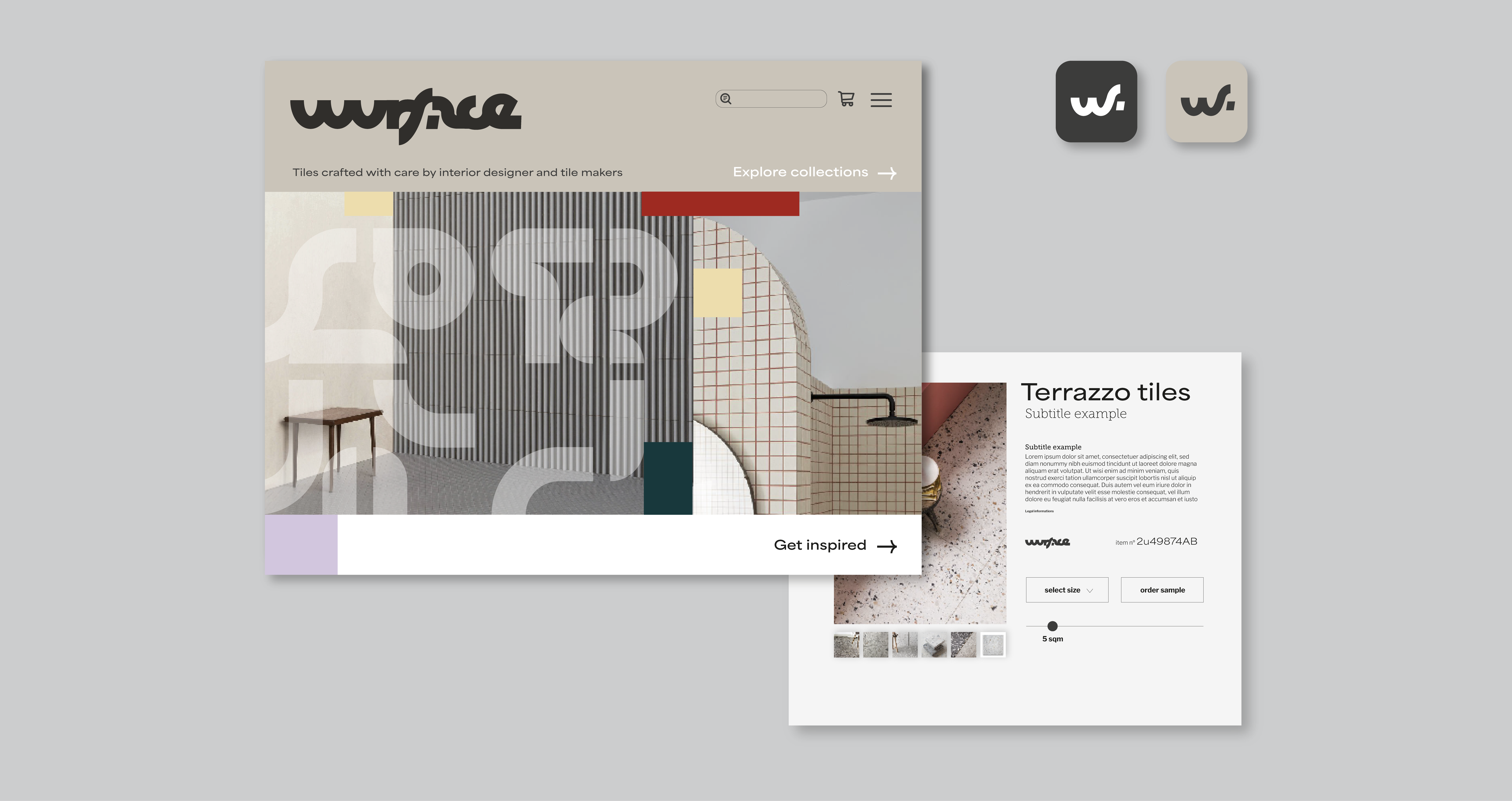 Wurface website interface showcasing the modular identity system designed by Josephine Grenier.