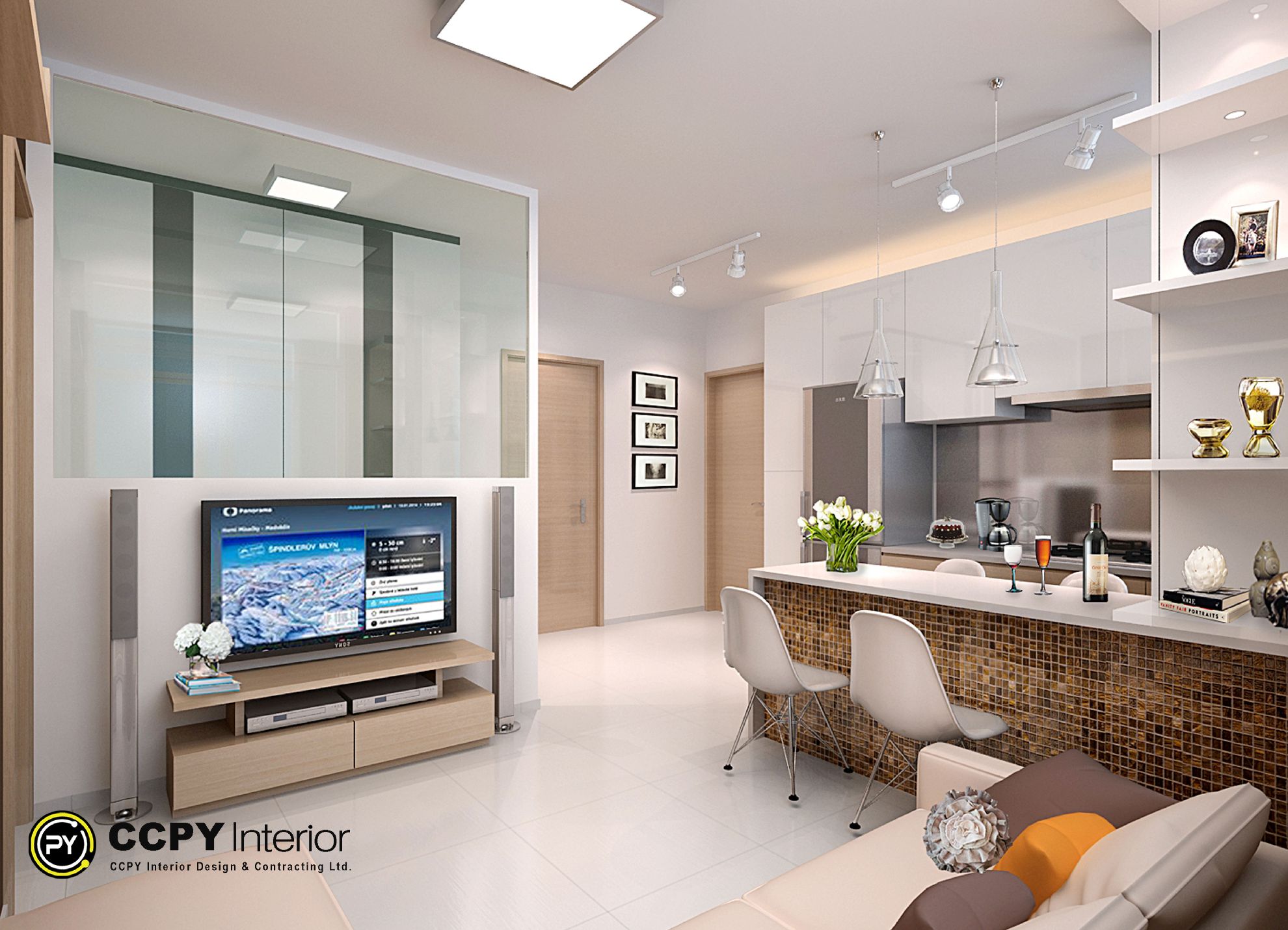 Modern luxury house interior details in Mount Pavilia with a textured area rug, dark leather seating, and abstract wall art for a curated look.