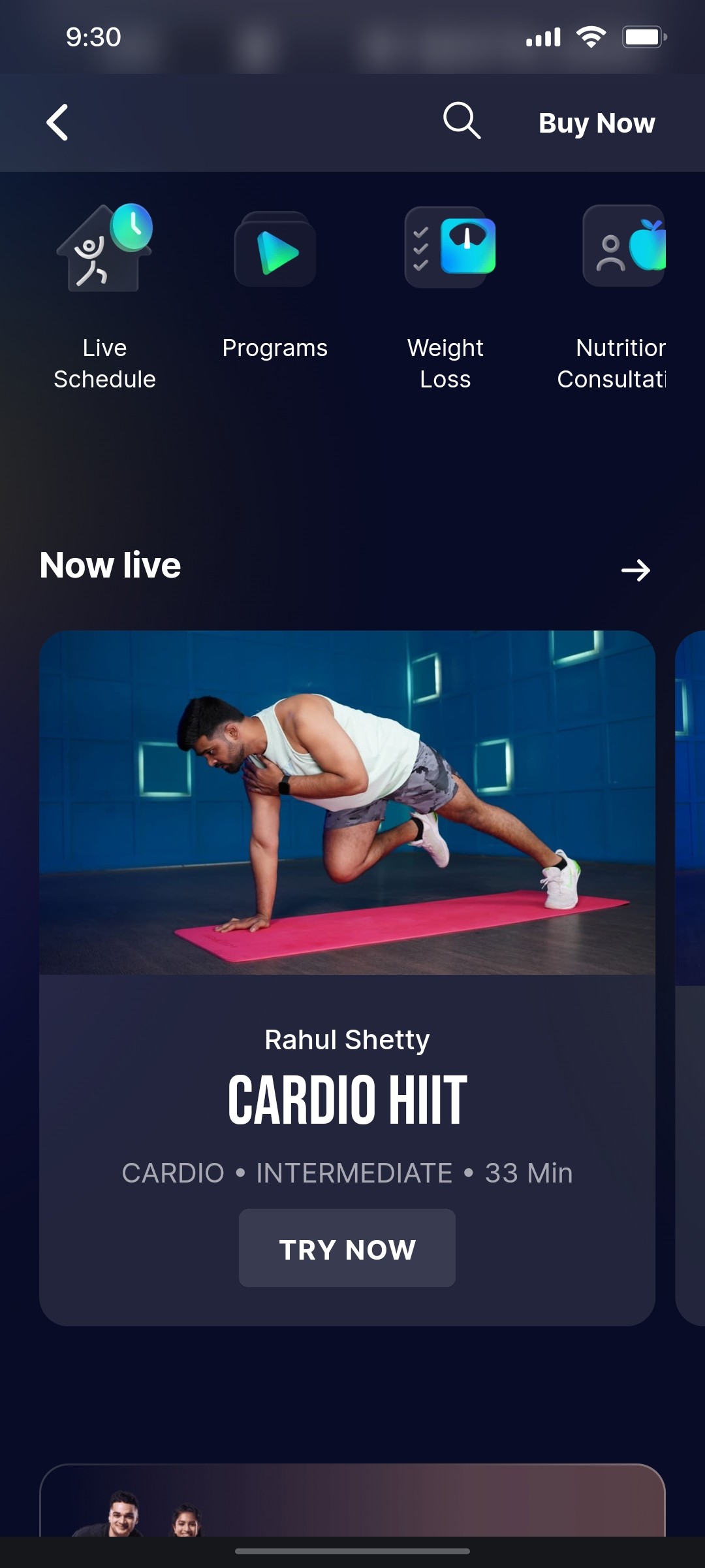 Cult.fit App  Try Now Screen