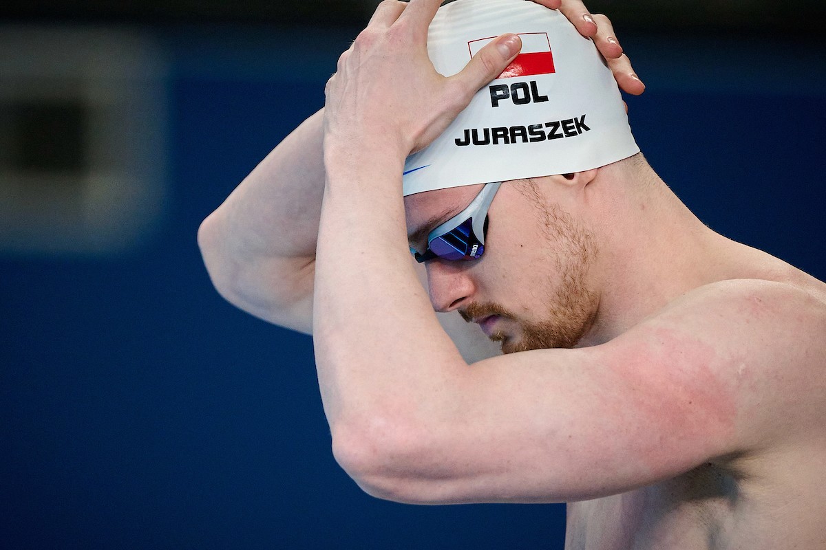 Drone shot of a running track at night