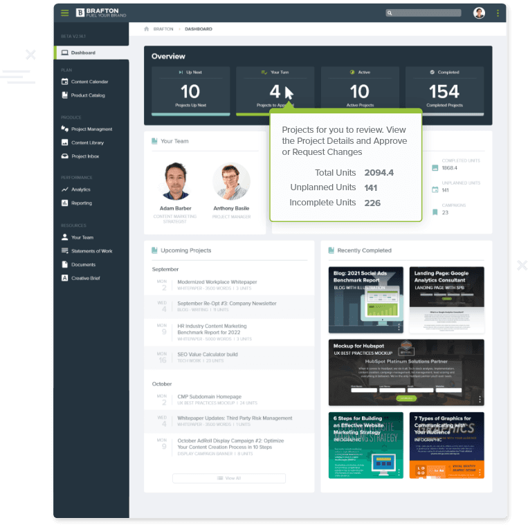 Brafton dashboard