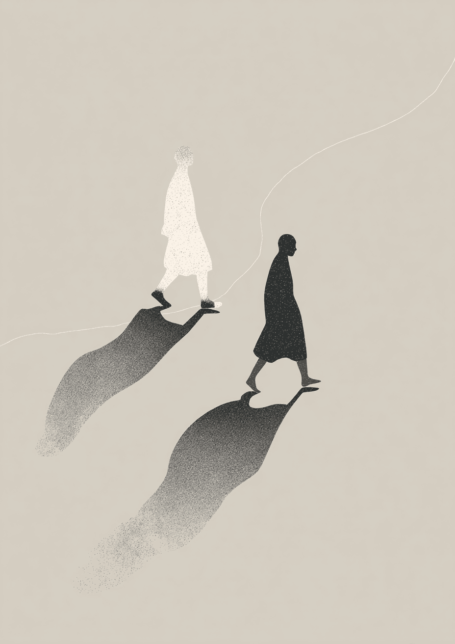 2 person with a white and black color and a silhouette