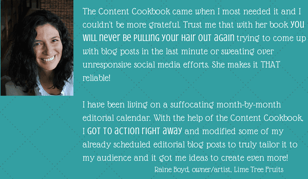 raine boyd testimonial content cookbook