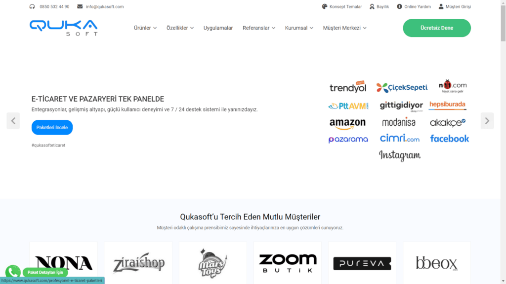 Qukasoft, satış, e-ticaret altyapıları, shopify alternatifleri
