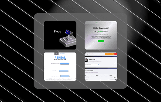 Image featuring a greyscaled modern website interface on an abstract background.