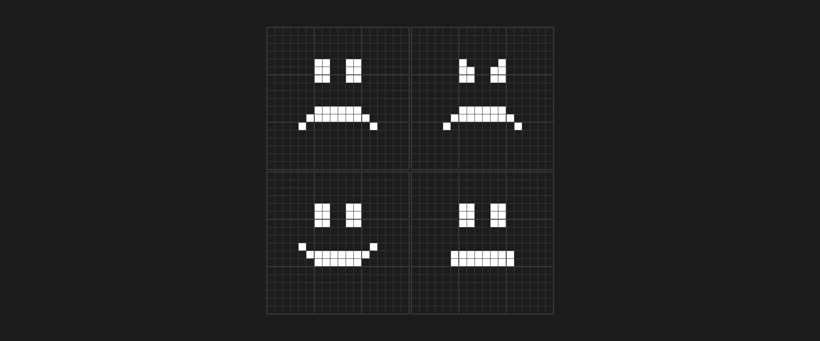 Image of pixelated :) and :( faces