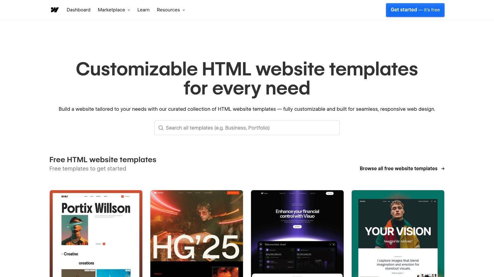 Webflow Templates (official marketplace)