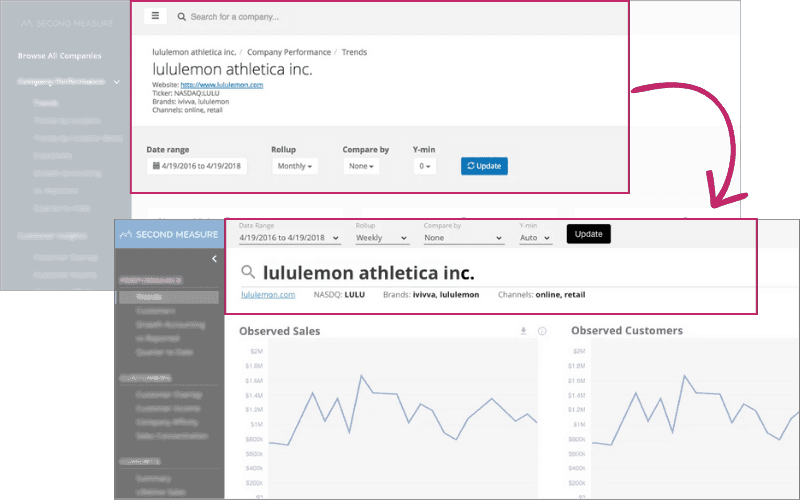 Side by side screenshots of filtering area