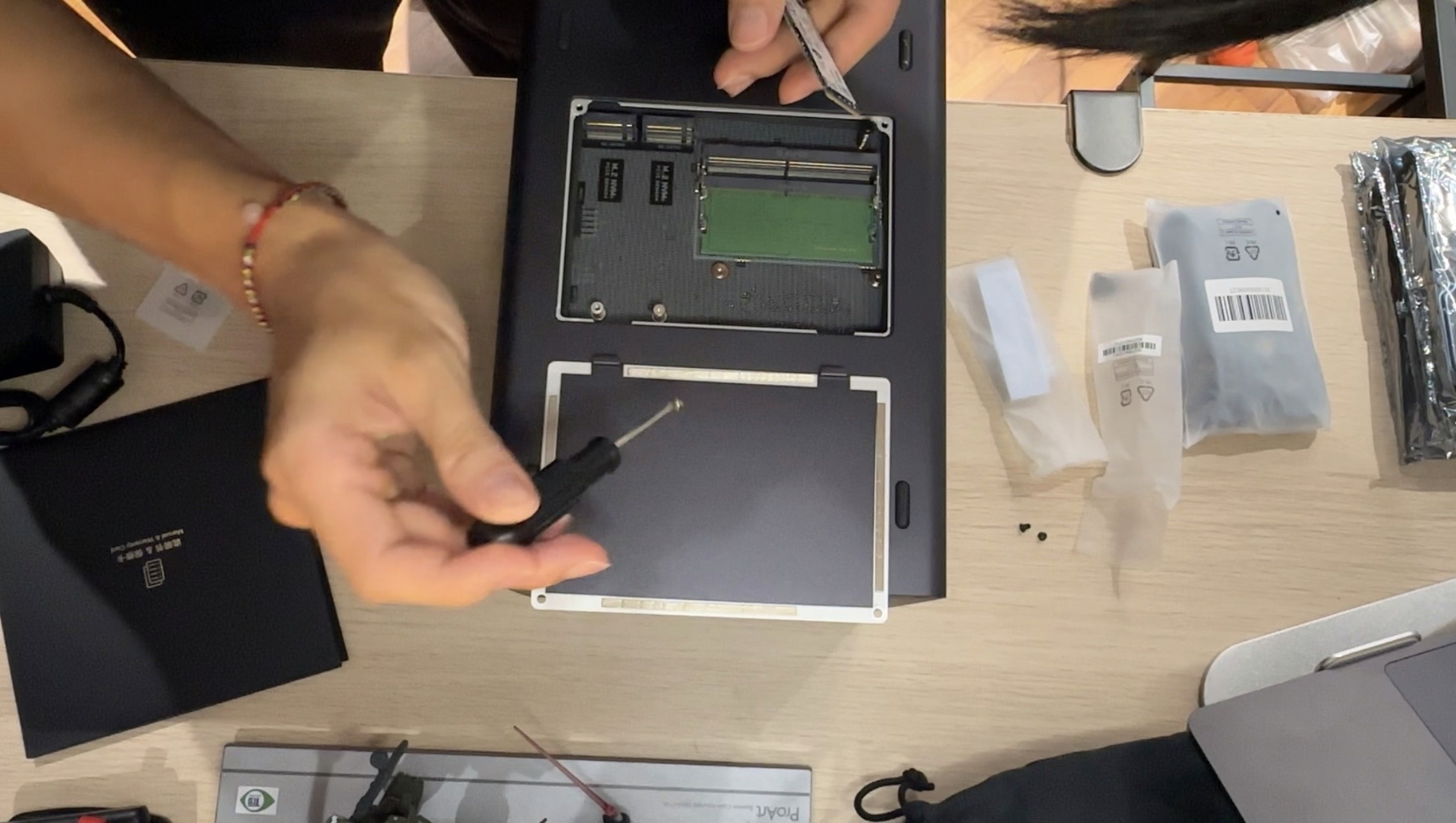 Screwing the hardware into place
