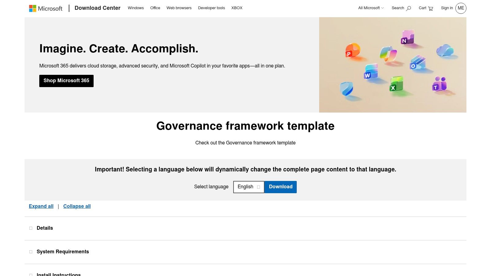 Microsoft Governance Framework Template PowerPoint
