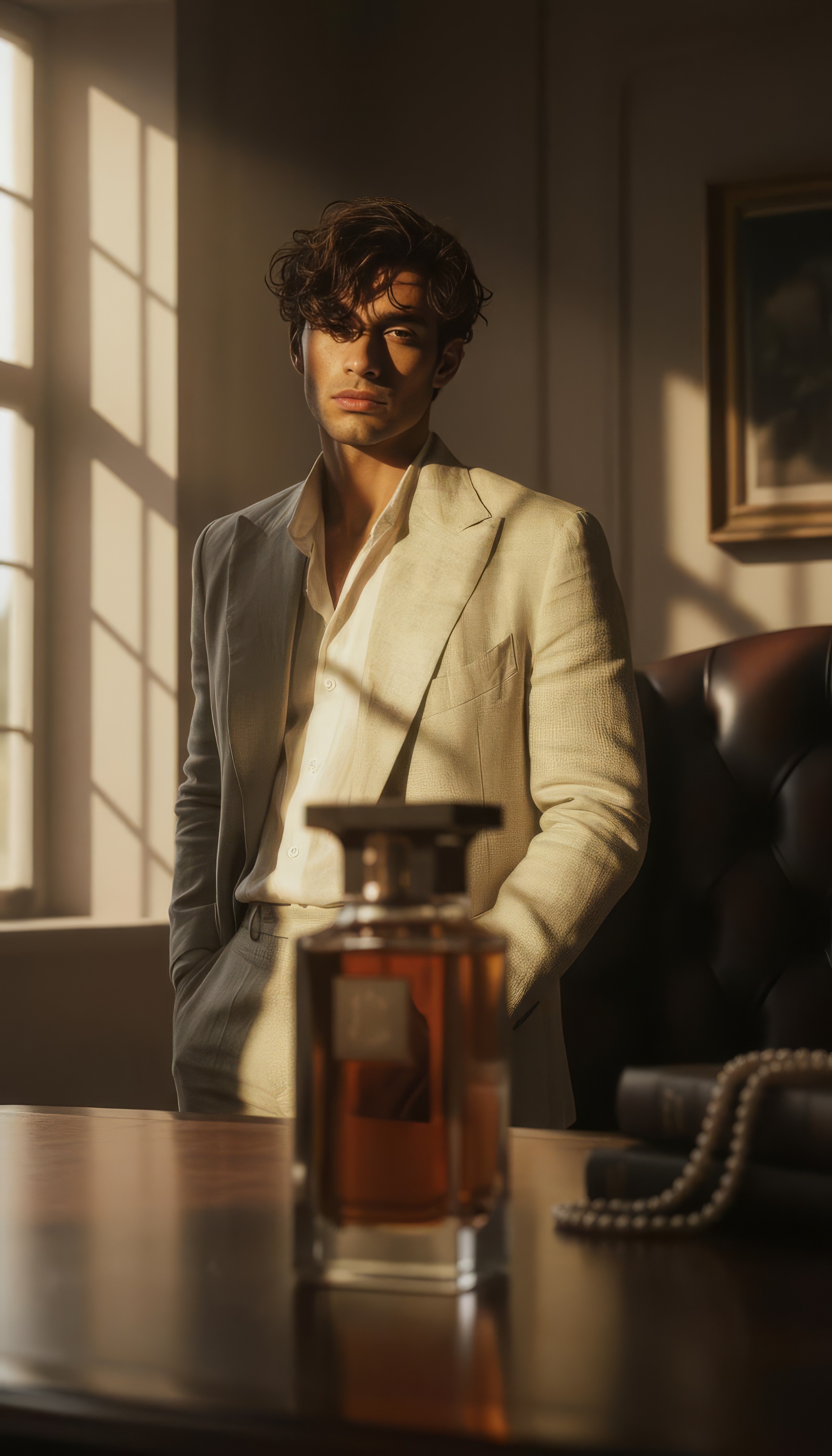 Man with a Cologne on the Desk