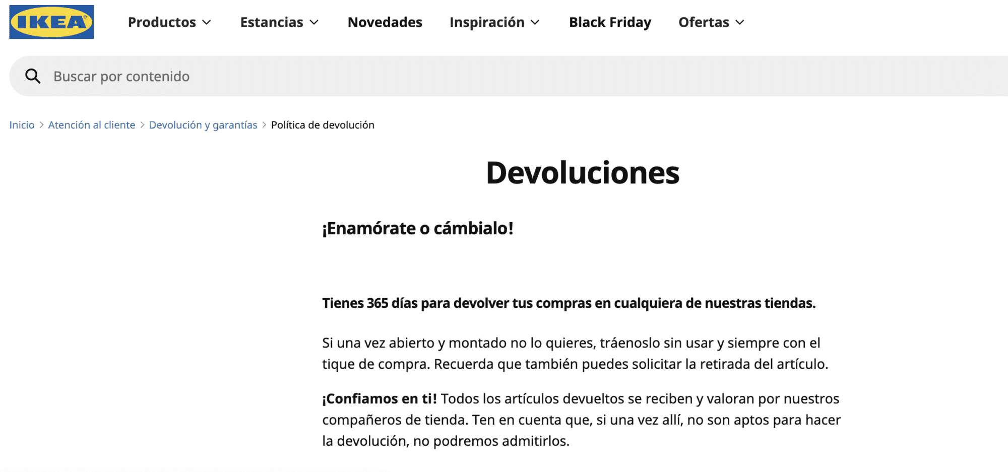 tiempo politica de devolucion,