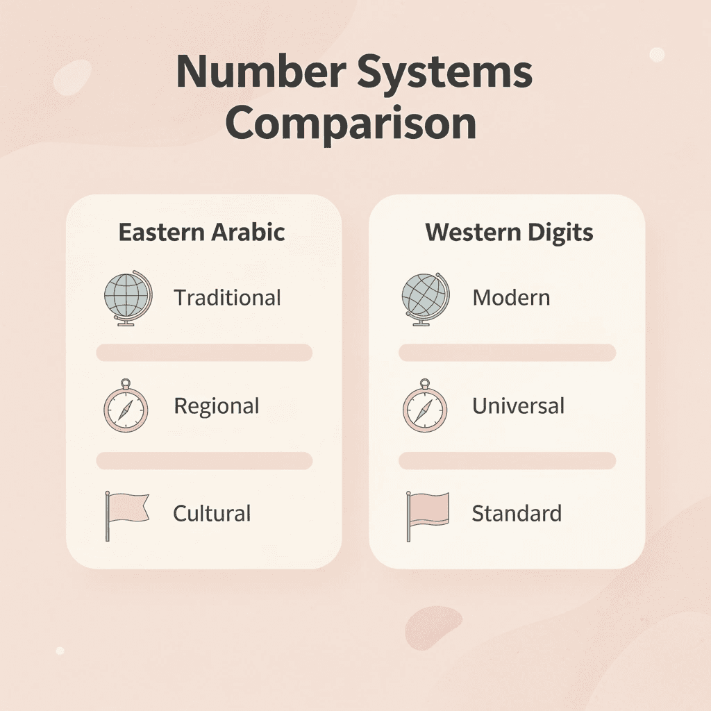 Comparison between Eastern Arabic numerals and Western digits