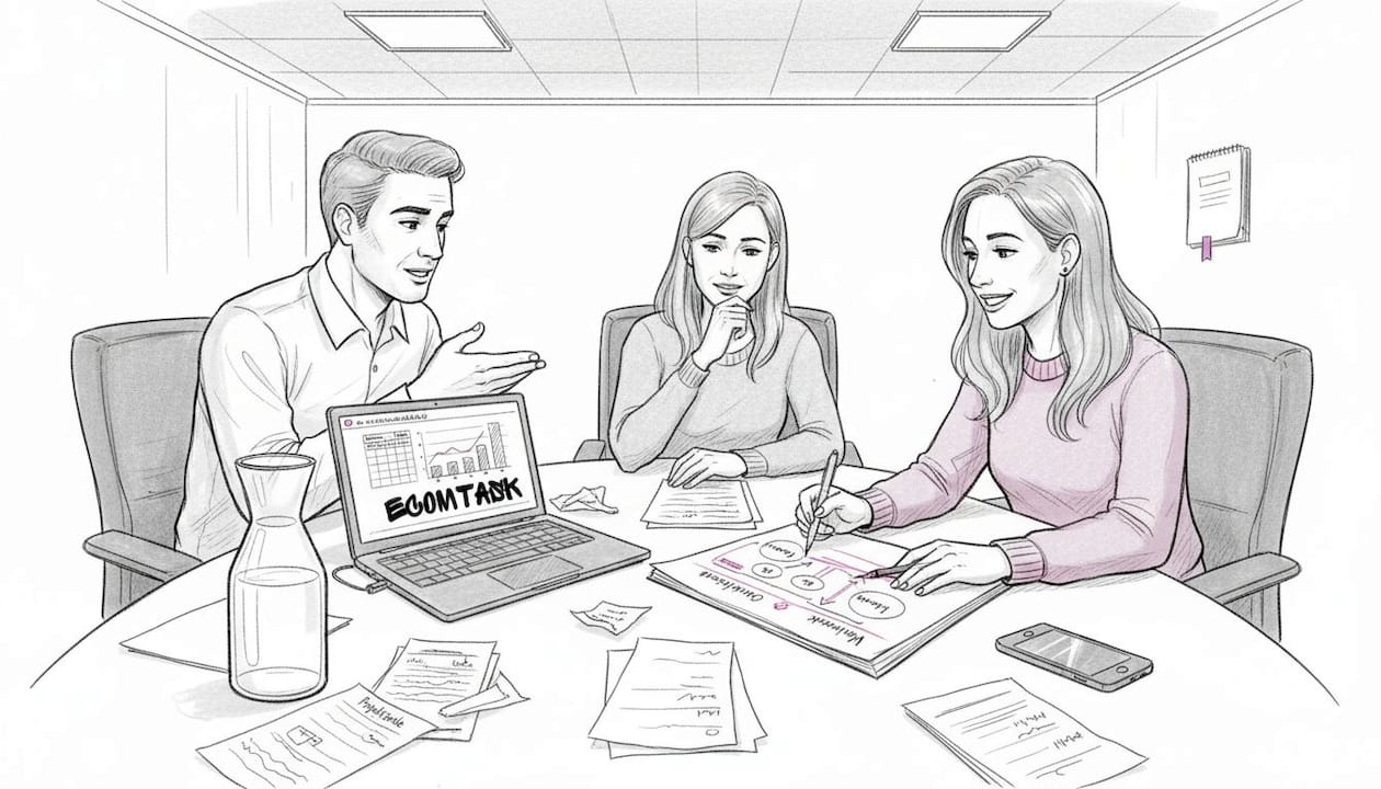 Im Meeting tauscht sich das Team über die praktische Umsetzung von Automatisierung aus.