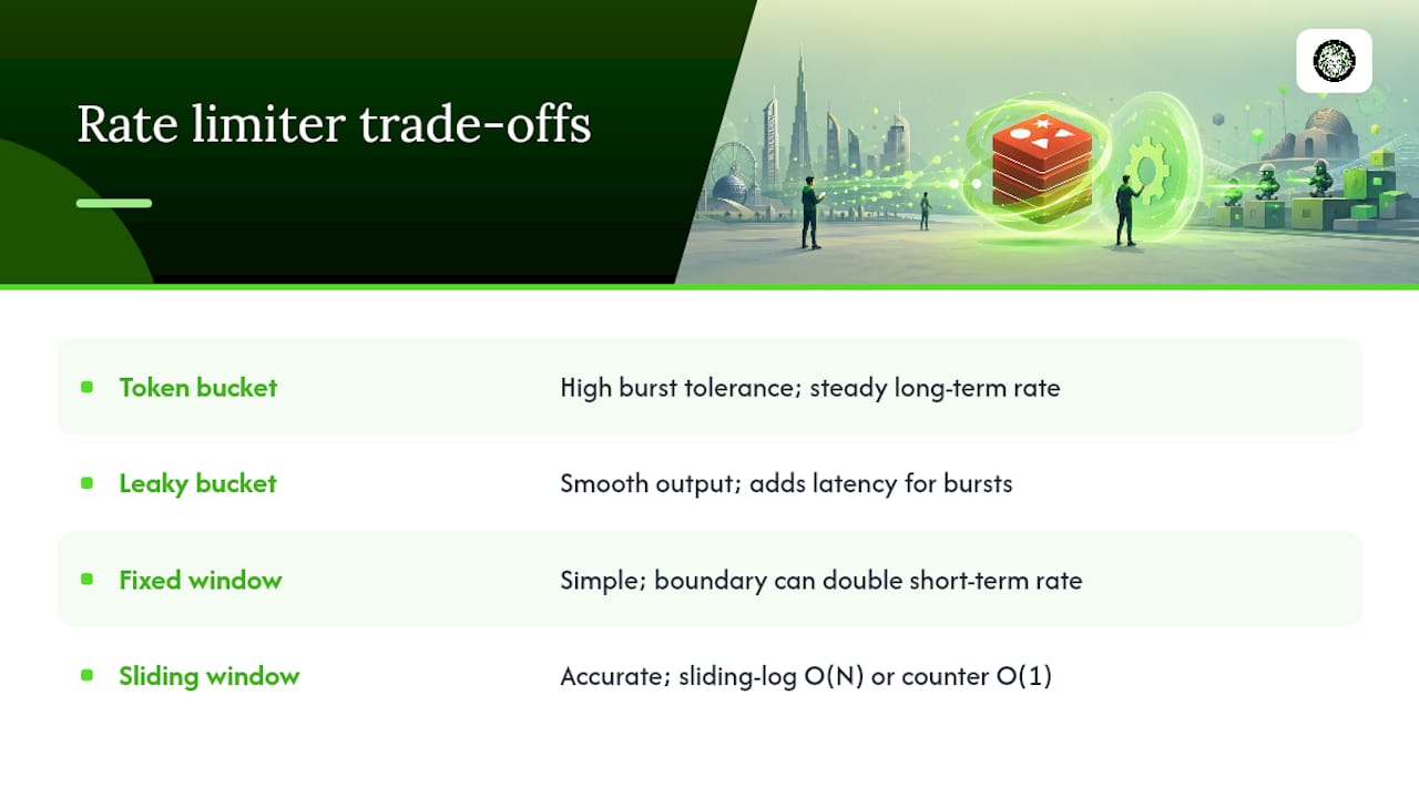 Comparison of four rate limiting algorithms