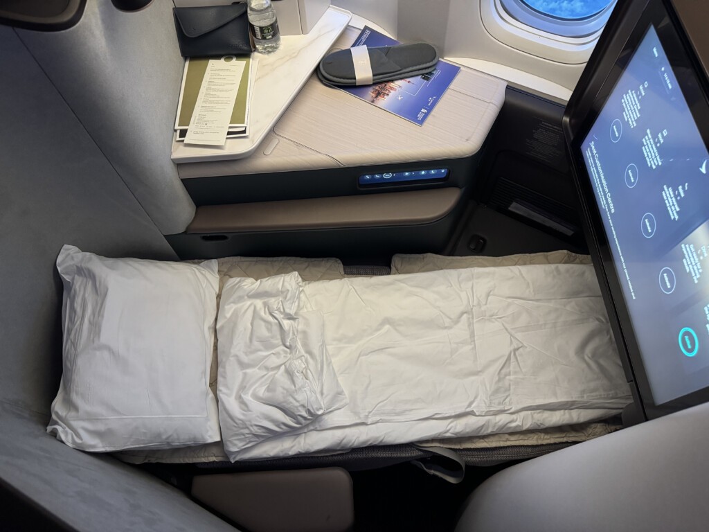 a bed in a plane