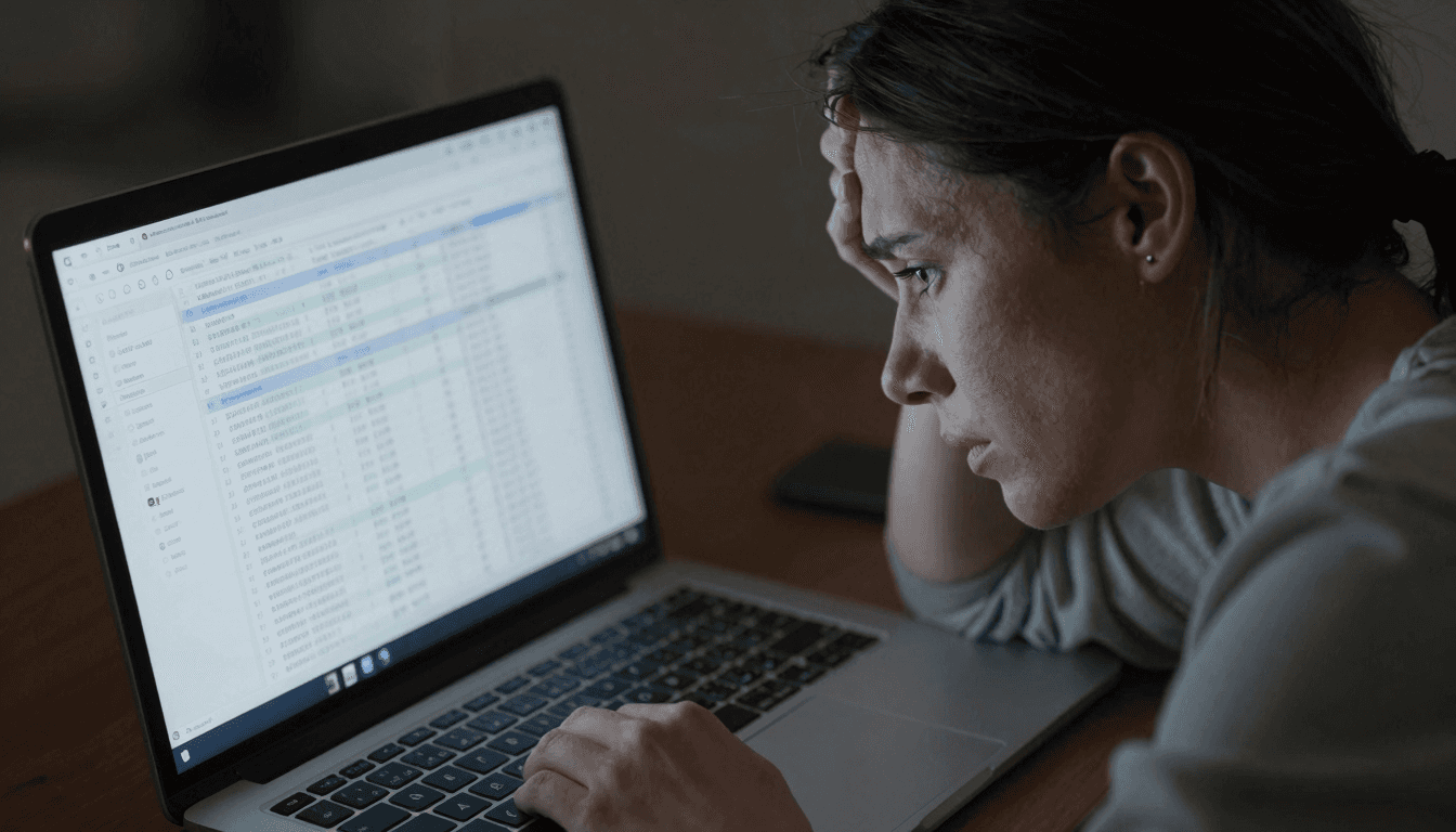 Frustrated seller doing manual keyword research