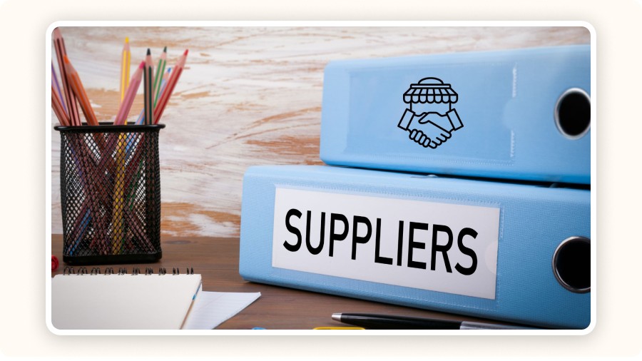 Blue folders labeled “Suppliers”
