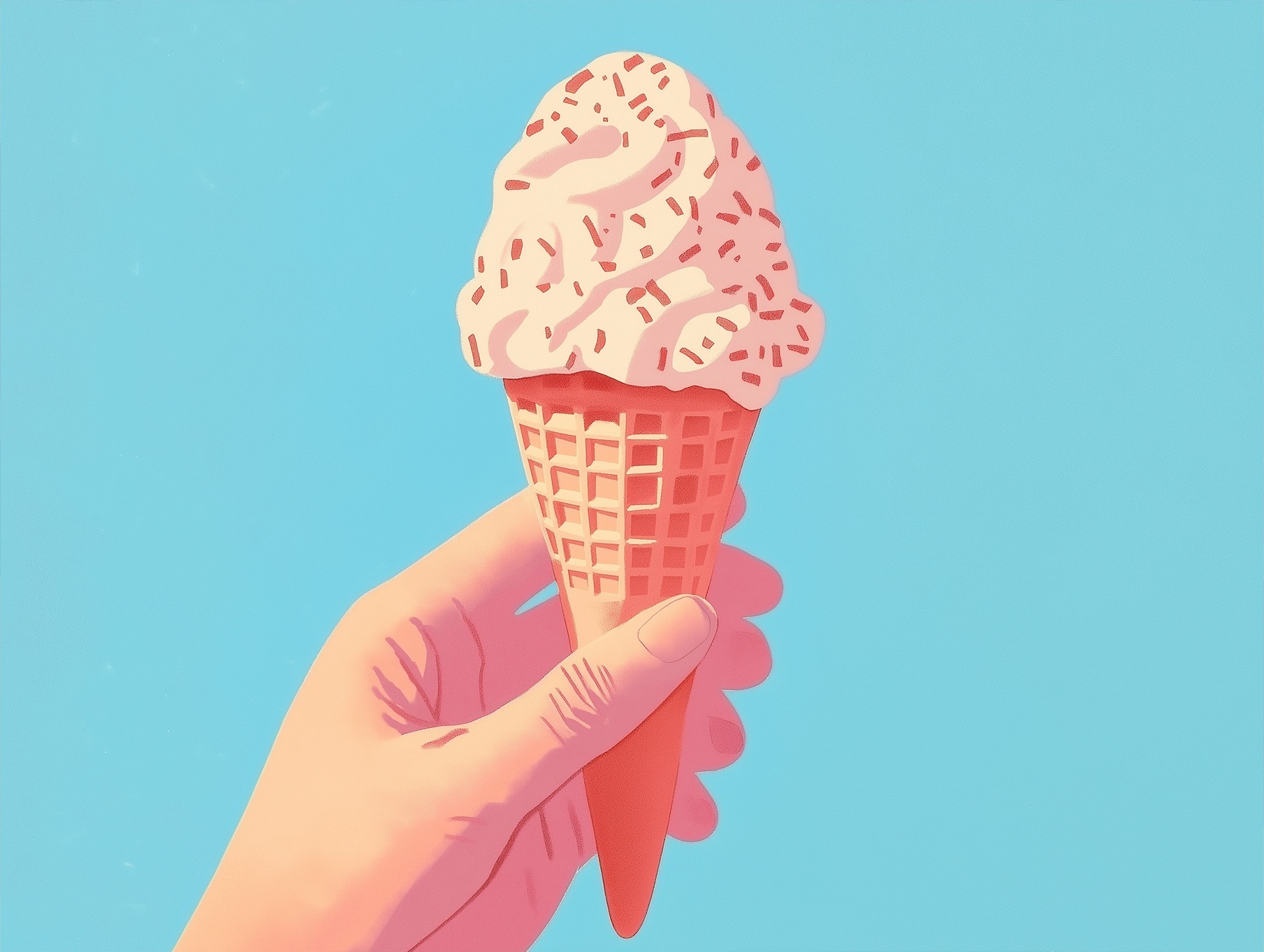 An illustration of a hand with a icecream cone