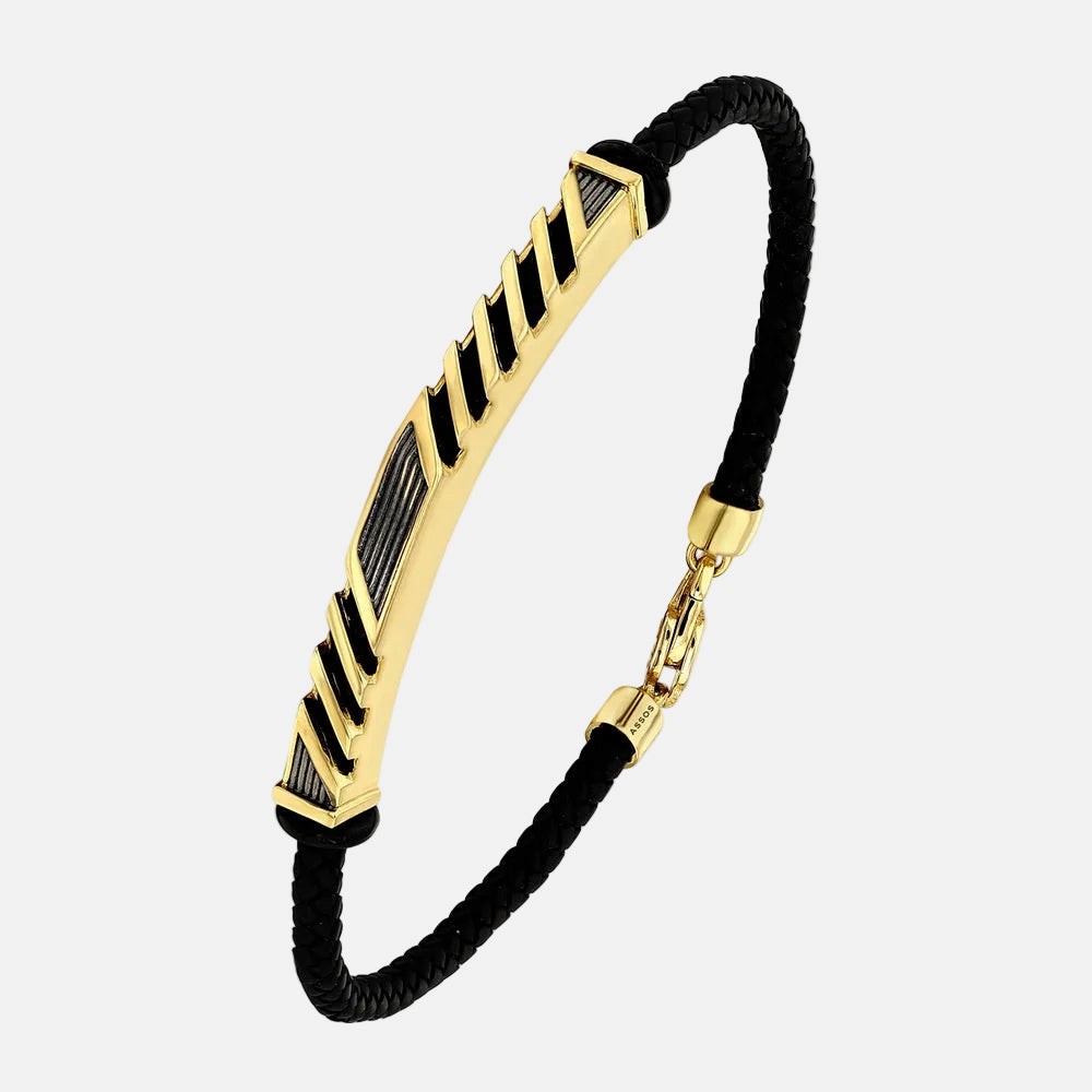 Assos Pırlanta 14 Ayar Altın Şık Tasarım Erkek Bileklik