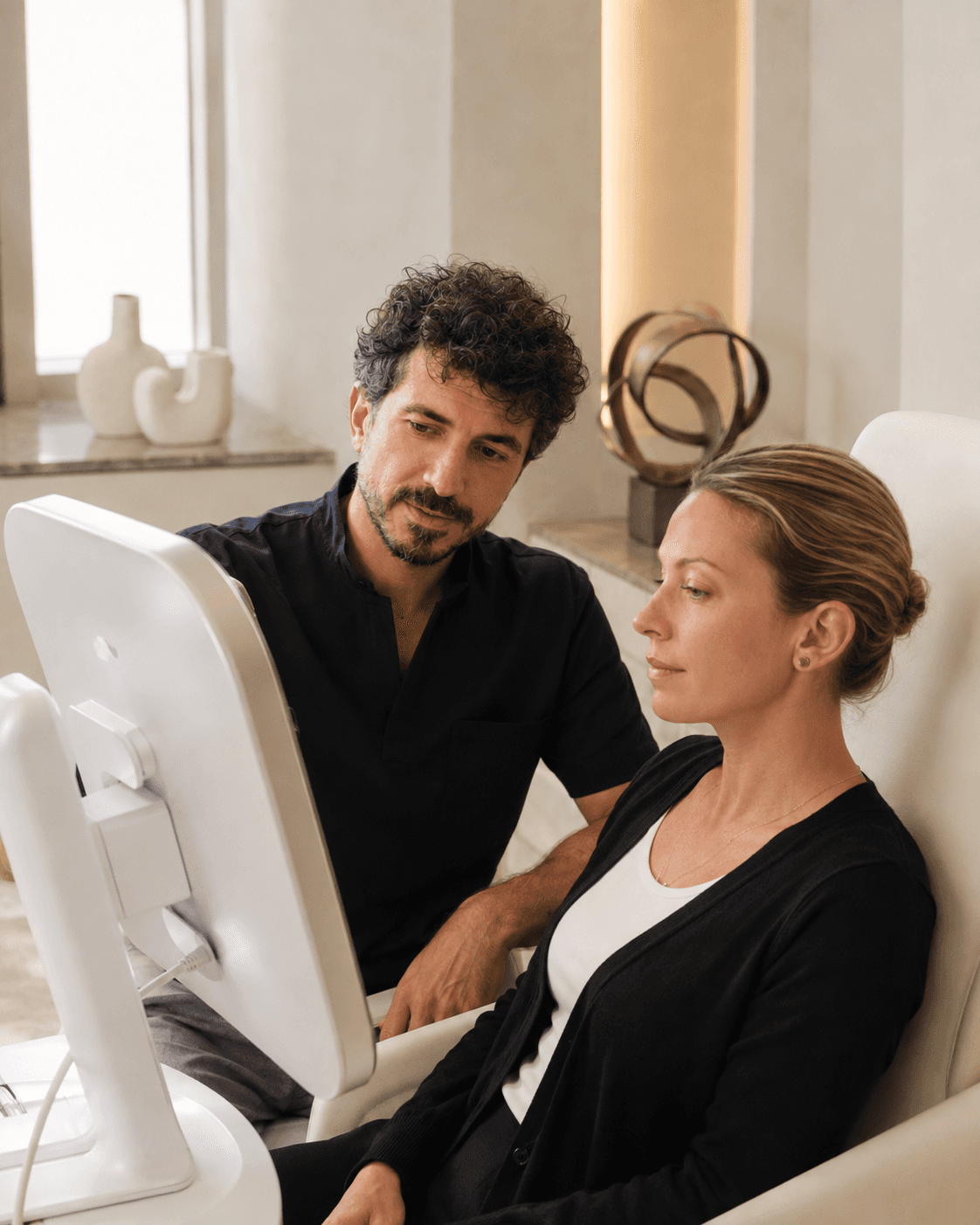 practitioner in aesthetic clinic consulting