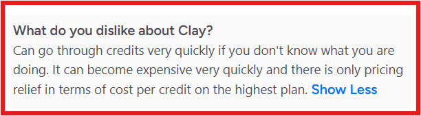 Clay User review on G2