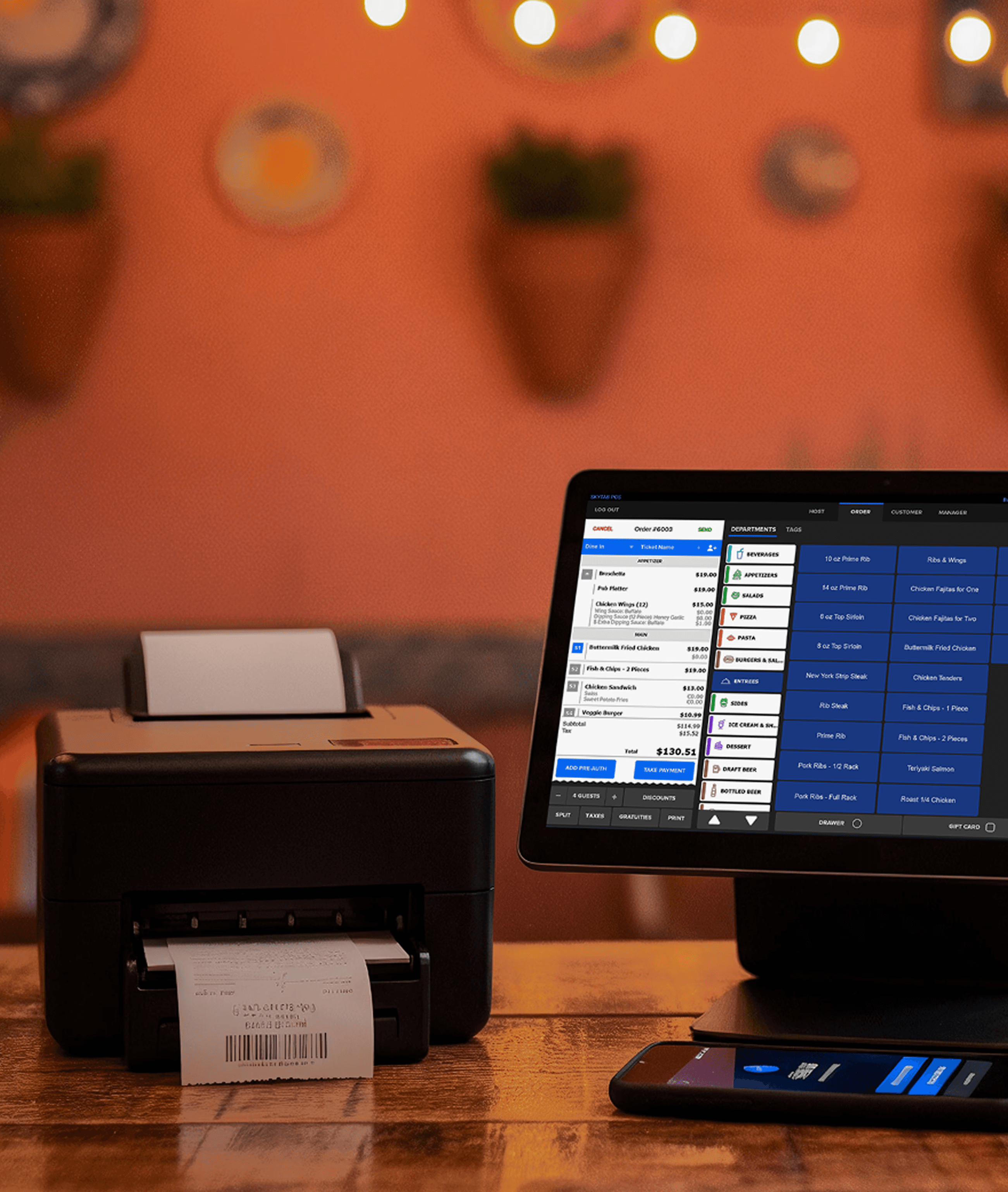 POS system on a restaurant