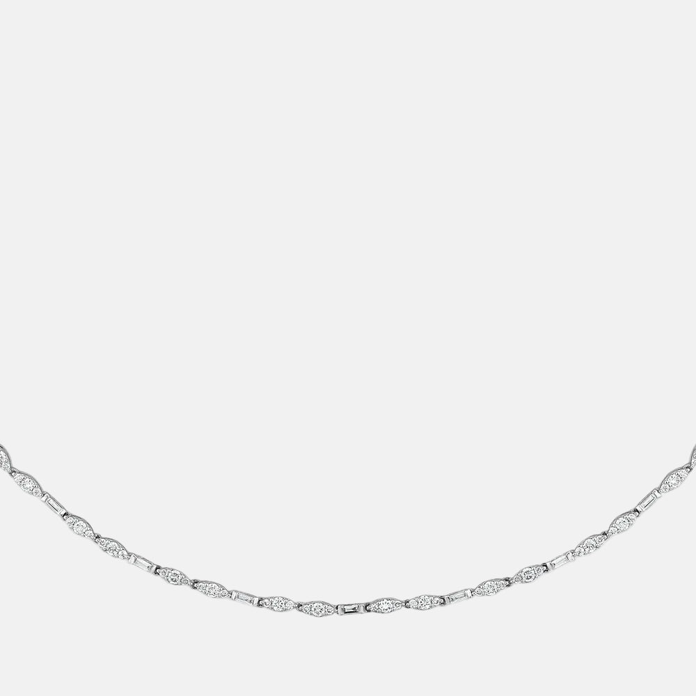 Assos Pırlanta 1.00 Karat Baget Taşlı Beyaz Altın Gerdanlık