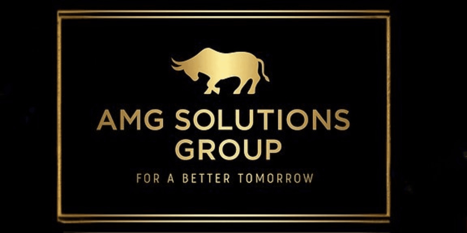 AMG Solutions Group logo featuring a gold bull with the company name and the slogan 'For a Better Tomorrow'.