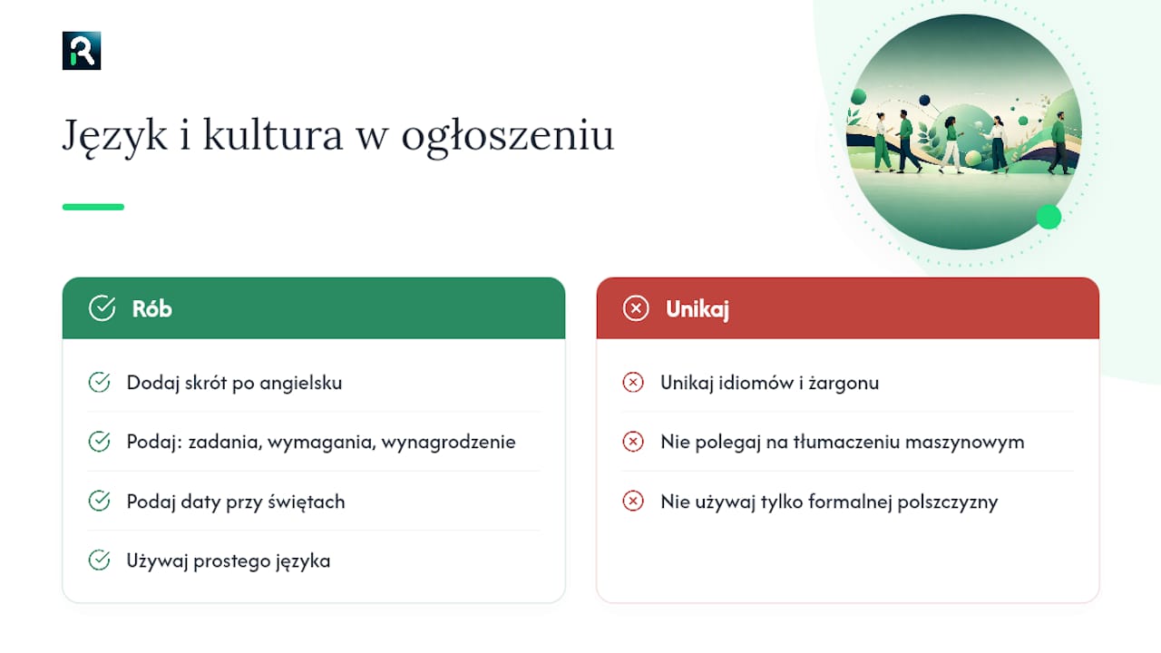 Różnorodność językowa i kulturowa w treści ogłoszenia — overview diagram
